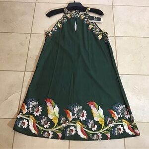 Free People NWT Forest Green Floral Midi Dress Casual Forest Fairy Resortwear